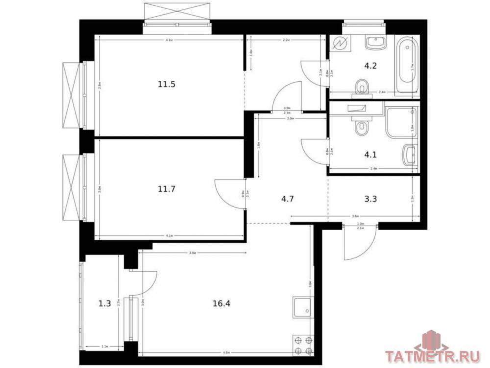 Продажа / Квартиры, Казань, Халитова улица, 9 589 643 Продаётся 2-комн. квартира площадью 63.50 кв. м на 10 этаже 24 этажного дома (Корпус 1, секция 1) проекта ПИК...