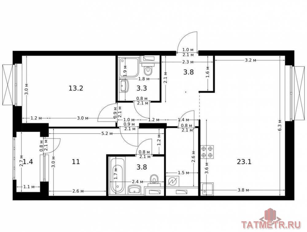 Продаётся 2-комн. квартира площадью 67.80 кв. м на 8 этаже 8 этажного дома (Корпус 1, секция 2) проекта ПИК Сиберово....