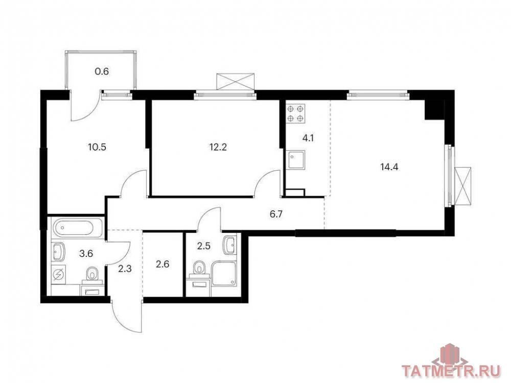 Продажа / Квартиры, Казань, Анаса Тазетдинова улица, 7 417 032 Продаётся 3-комн. квартира площадью 59.50 кв. м на 17 этаже 17 этажного дома (Корпус 4, секция 1) проекта ПИК Нокса...