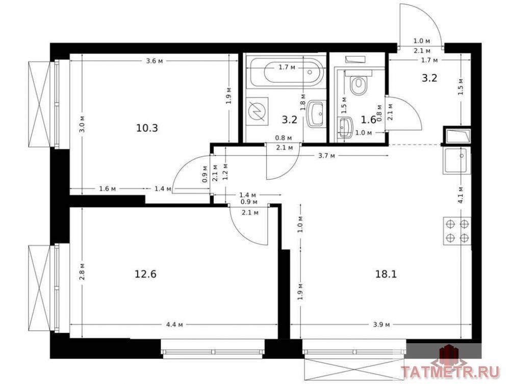 Продажа / Квартиры, Казань, Халитова улица, 7 791 000 Продаётся 2-комн. квартира площадью 49.00 кв. м на 16 этаже 26 этажного дома (Корпус 1, секция 5) проекта ПИК...
