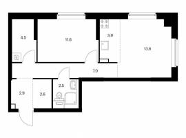 Продаётся 2-комн. квартира площадью 48.60 кв. м на 1 этаже 17...