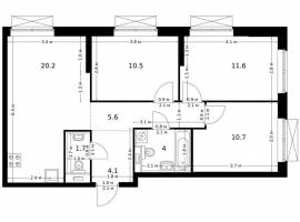 Продаётся 3-комн. квартира площадью 68.40 кв. м на 14 этаже 24...
