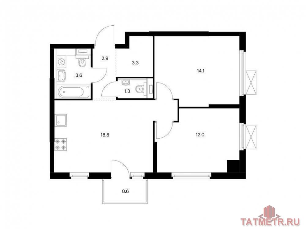 Продажа / Квартиры, Казань, Анаса Тазетдинова улица, 7 399 431 Продаётся 2-комн. квартира площадью 56.60 кв. м на 5 этаже 17 этажного дома (Корпус 6, секция 1) проекта ПИК Нокса...
