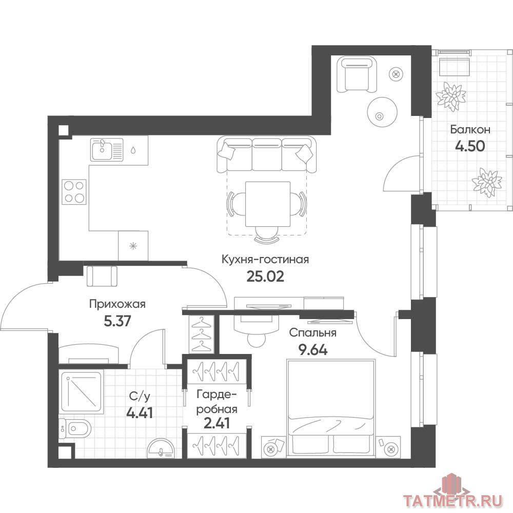 Продажа / Квартиры, Казань, Гаврилова улица, 9 242 060 Продается квартира 188, по адресу ул. Гаврилова, стр. 1, корпус в ЖК Счастье в Казани на 2 этаже, с площадью 48.2 м2....