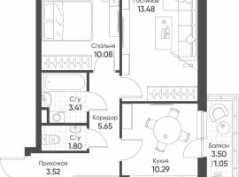 Продается 2-комн. квартира, площадью 49.28 м2 в монолитно-кирпичной...