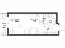 Продается 1-комн. квартира, площадью 29.95 м2 в монолитно-кирпичной...