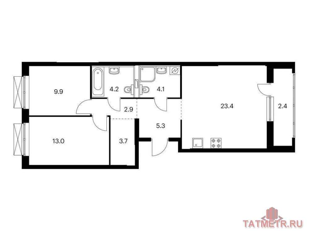 Продажа / Квартиры, Казань, Халитова улица, 8 908 770 Продаётся 2-комн. квартира площадью 68.90 кв. м на 6 этаже 26 этажного дома (Корпус 1, секция 3) проекта ПИК...