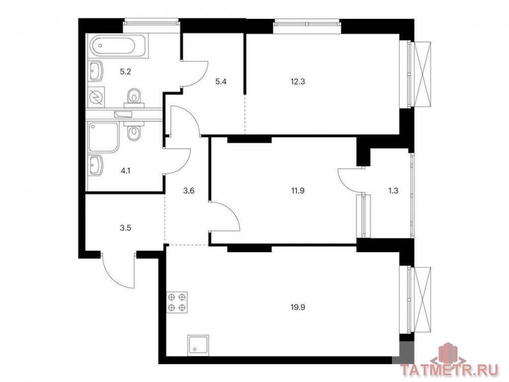 Продажа / Квартиры, Казань, Халитова улица, 9 542 400 Продаётся 2-комн. квартира площадью 67.20 кв. м на 13 этаже 16 этажного дома (Корпус 1, секция 7) проекта ПИК...