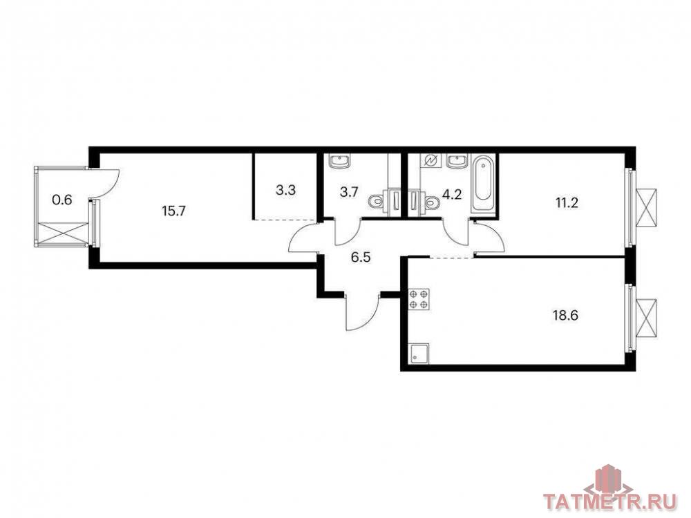 Продажа / Квартиры, Казань, Анаса Тазетдинова улица, 7 790 490 Продаётся 2-комн. квартира площадью 63.80 кв. м на 7 этаже 12 этажного дома (Корпус 3, секция 2) проекта ПИК Нокса...