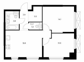 Продаётся 2-комн. квартира площадью 56.20 кв. м на 2 этаже 17...