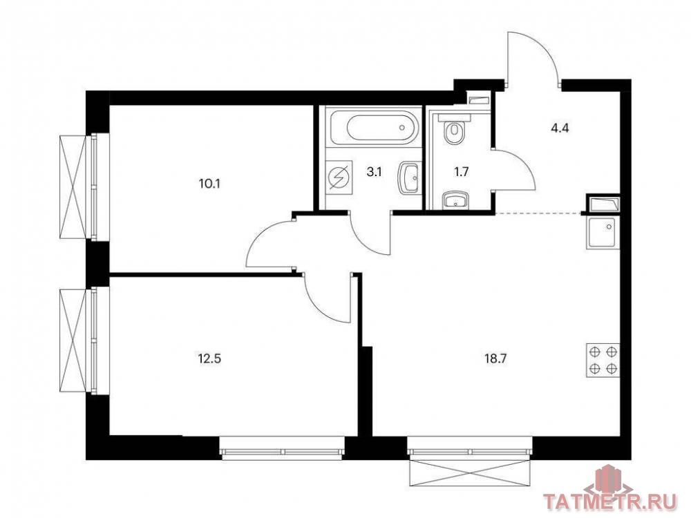 Продажа / Квартиры, Казань, Халитова улица, 7 153 729 Продаётся 2-комн. квартира площадью 50.50 кв. м на 5 этаже 24 этажного дома (Корпус 1, секция 1) проекта ПИК...