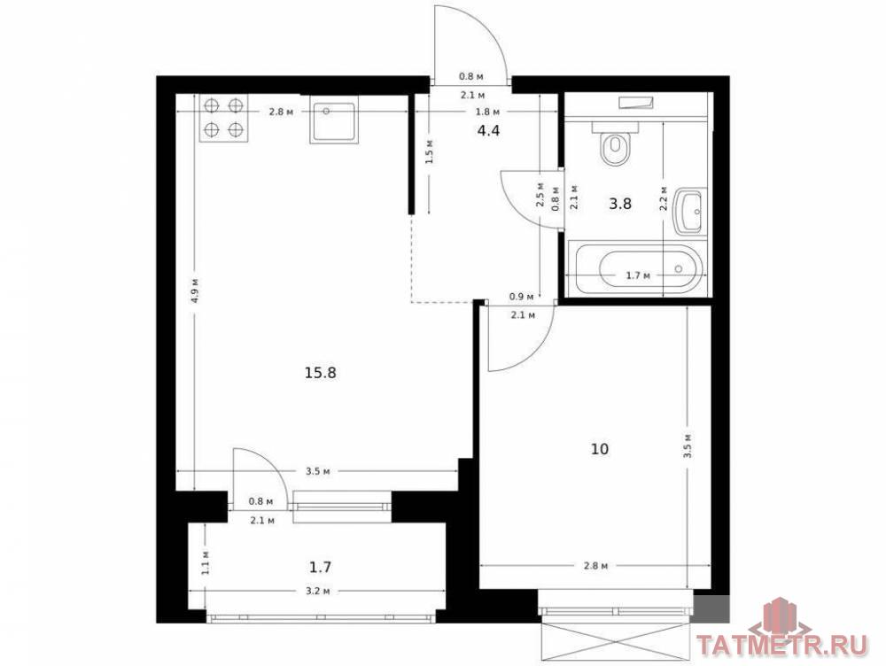 Продажа / Квартиры, Казань, Халитова улица, 6 254 640 Продаётся 1-комн. квартира площадью 35.70 кв. м на 7 этаже 26 этажного дома (Корпус 1, секция 5) проекта ПИК...