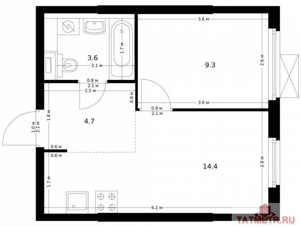 Продажа / Квартиры, Казань, Анаса Тазетдинова улица, 5 146 176 Продаётся 1-комн. квартира площадью 32.00 кв. м на 8 этаже 17 этажного дома (Корпус 4, секция 1) проекта ПИК Нокса...