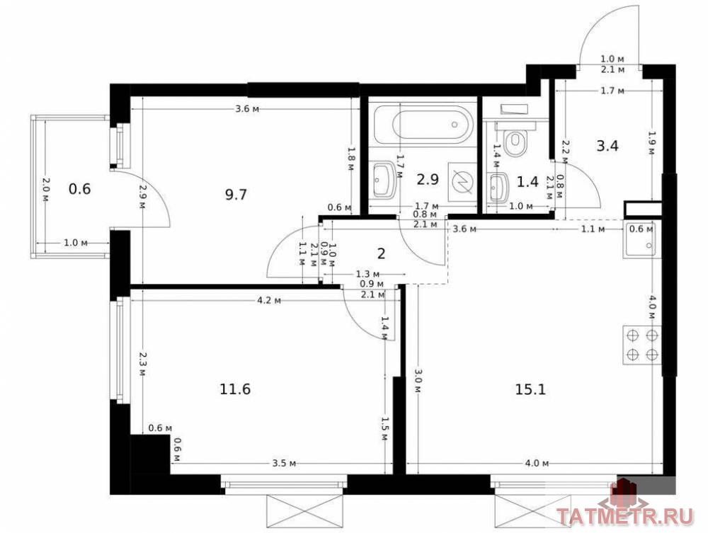 Продажа / Квартиры, Казань, Анаса Тазетдинова улица, 6 933 549 Продаётся 2-комн. квартира площадью 46.70 кв. м на 9 этаже 17 этажного дома (Корпус 4, секция 1) проекта ПИК Нокса...