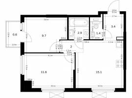 Продаётся 2-комн. квартира площадью 46.70 кв. м на 9 этаже 17...
