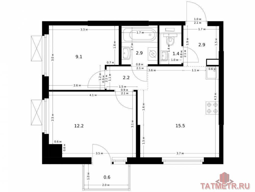 Продажа / Квартиры, Казань, Анаса Тазетдинова улица, 7 159 370 Продаётся 2-комн. квартира площадью 46.80 кв. м на 17 этаже 17 этажного дома (Корпус 4, секция 1) проекта ПИК Нокса...
