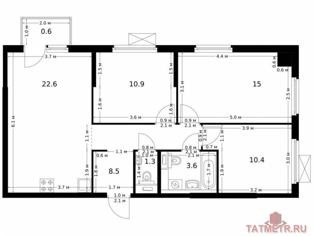 Продажа / Квартиры, Казань, Анаса Тазетдинова улица, 8 630 193 Продаётся 3-комн. квартира площадью 72.90 кв. м на 7 этаже 17 этажного дома (Корпус 6, секция 1) проекта ПИК Нокса...