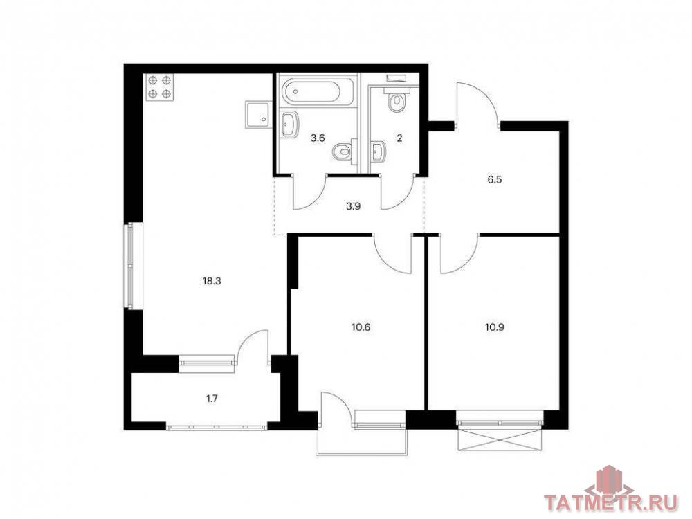 Продажа / Квартиры, Казань, Халитова улица, 8 153 500 Продаётся 2-комн. квартира площадью 57.50 кв. м на 4 этаже 11 этажного дома (Корпус 1, секция 4) проекта ПИК...