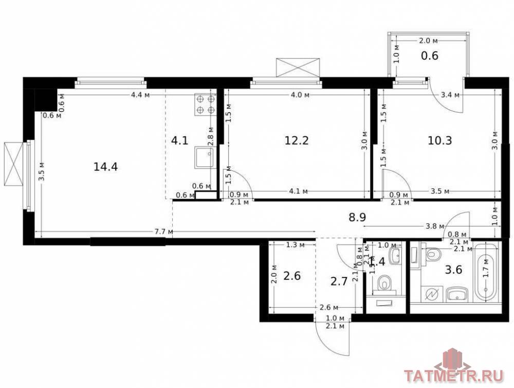 Продажа / Квартиры, Казань, Анаса Тазетдинова улица, 7 340 748 Продаётся 3-комн. квартира площадью 60.80 кв. м на 3 этаже 17 этажного дома (Корпус 4, секция 1) проекта ПИК Нокса...