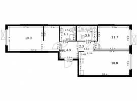 Продаётся 2-комн. квартира площадью 63.70 кв. м на 2 этаже 12...