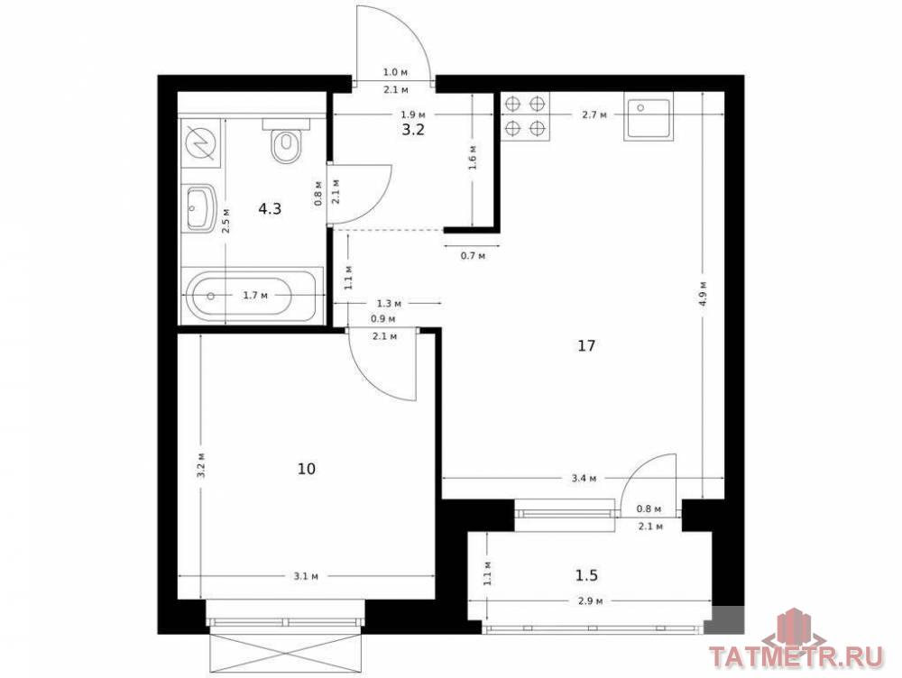 Продажа / Квартиры, Казань, Халитова улица, 6 310 800 Продаётся 1-комн. квартира площадью 36.00 кв. м на 12 этаже 16 этажного дома (Корпус 1, секция 7) проекта ПИК...