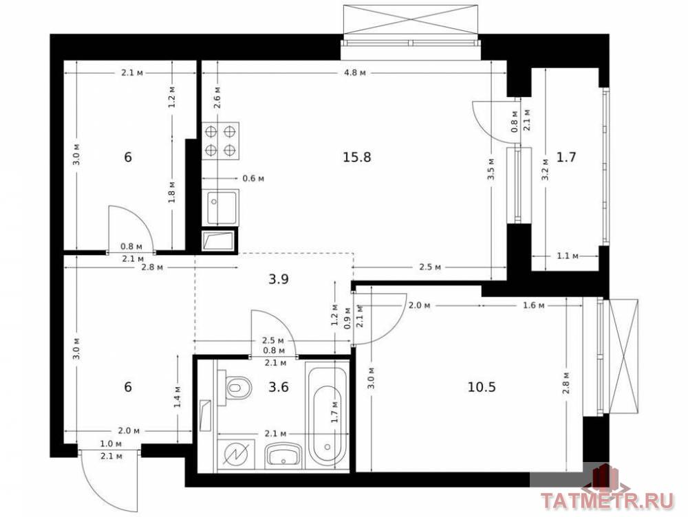 Продажа / Квартиры, Казань, Халитова улица, 7 946 750 Продаётся 1-комн. квартира площадью 47.50 кв. м на 24 этаже 26 этажного дома (Корпус 1, секция 3) проекта ПИК...
