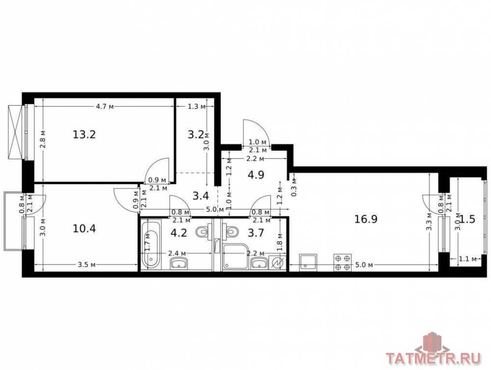 Продажа / Квартиры, Казань, Халитова улица, 8 516 180 Продаётся 2-комн. квартира площадью 61.40 кв. м на 7 этаже 11 этажного дома (Корпус 1, секция 4) проекта ПИК...