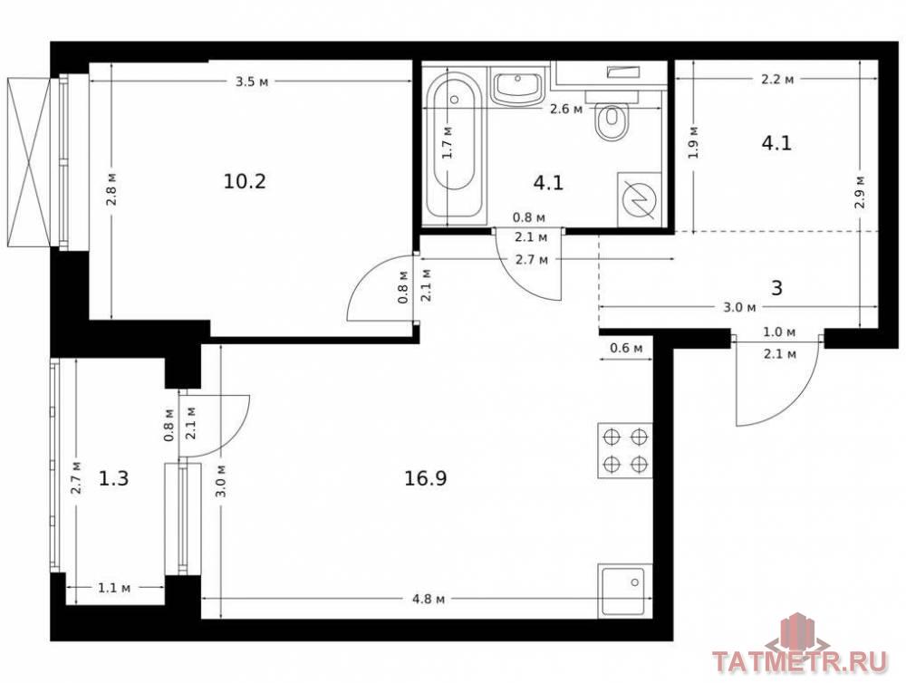 Продажа / Квартиры, Казань, Халитова улица, 6 823 080 Продаётся 1-комн. квартира площадью 39.60 кв. м на 11 этаже 24 этажного дома (Корпус 1, секция 1) проекта ПИК...