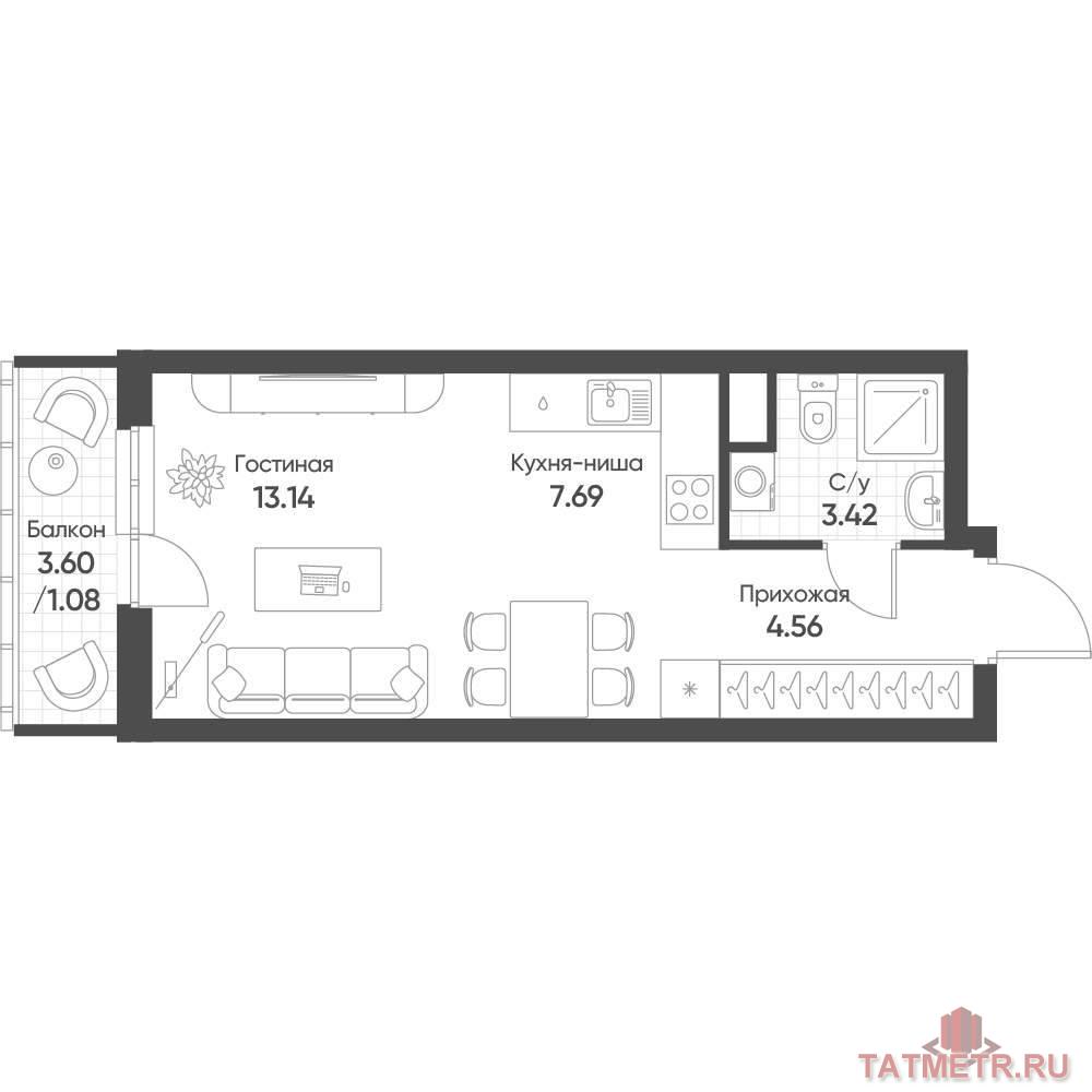 Продажа / Квартиры, Казань, Архитектора Гайнутдинова улица, 5 174 661 Продается 1-комн. квартира, площадью 29.89 м2 в монолитно-кирпичной новостройке в 8 мин. транспортом от м. Горки....