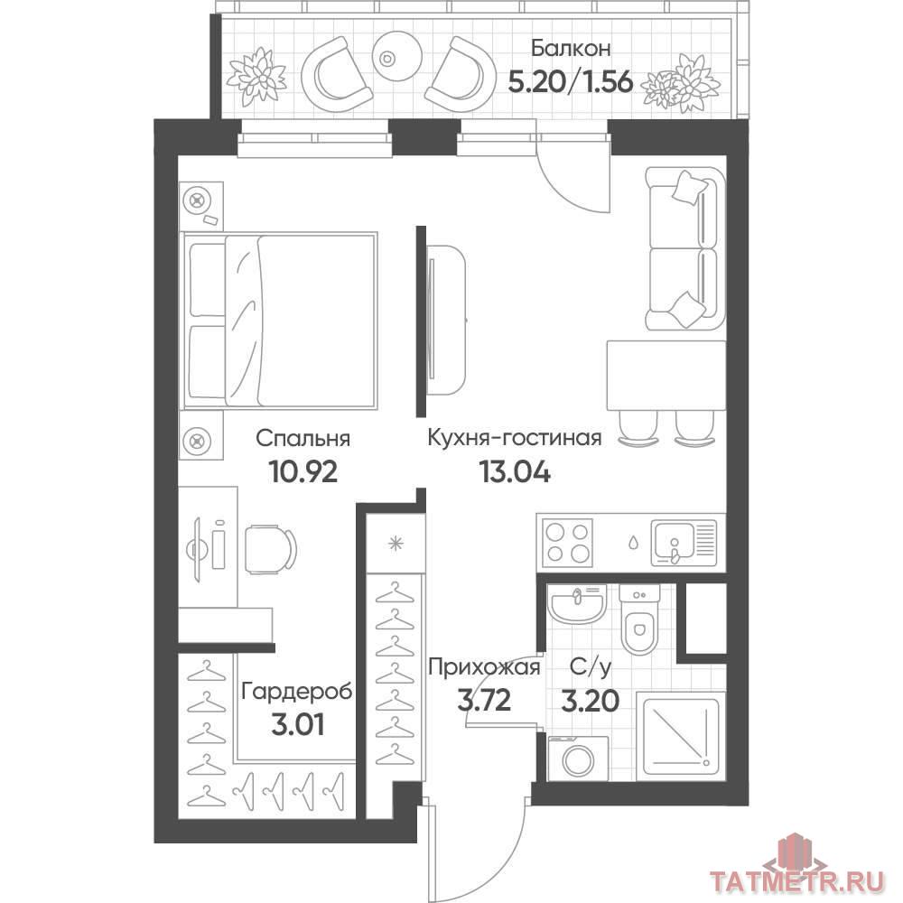 Продажа / Квартиры, Казань, Архитектора Гайнутдинова улица, 6 524 069 Продается 1-комн. квартира, площадью 35.45 м2 в монолитно-кирпичной новостройке в 8 мин. транспортом от м. Горки....